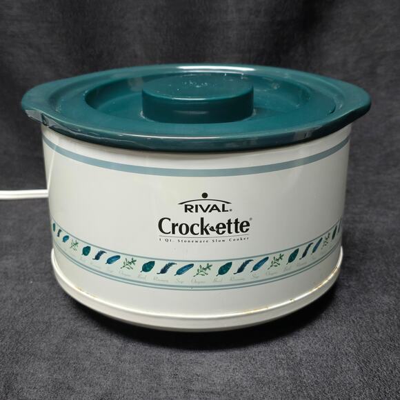 Vintage Rival Crock-ette 1 Qt. Stoneware Slow Cooker Crock Pot & Lid SCR100 - Picture 1 of 13